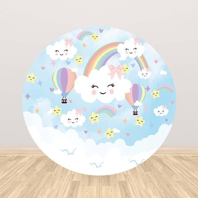 Allenjoy Rainbow Cloud Round Backdrop for Birthday Babyshower - Allenjoystudio