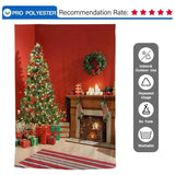 Allenjoy Red  Christmas Tree Fireplace Gifts on Floor Famliy Photography Backdrop - Allenjoystudio