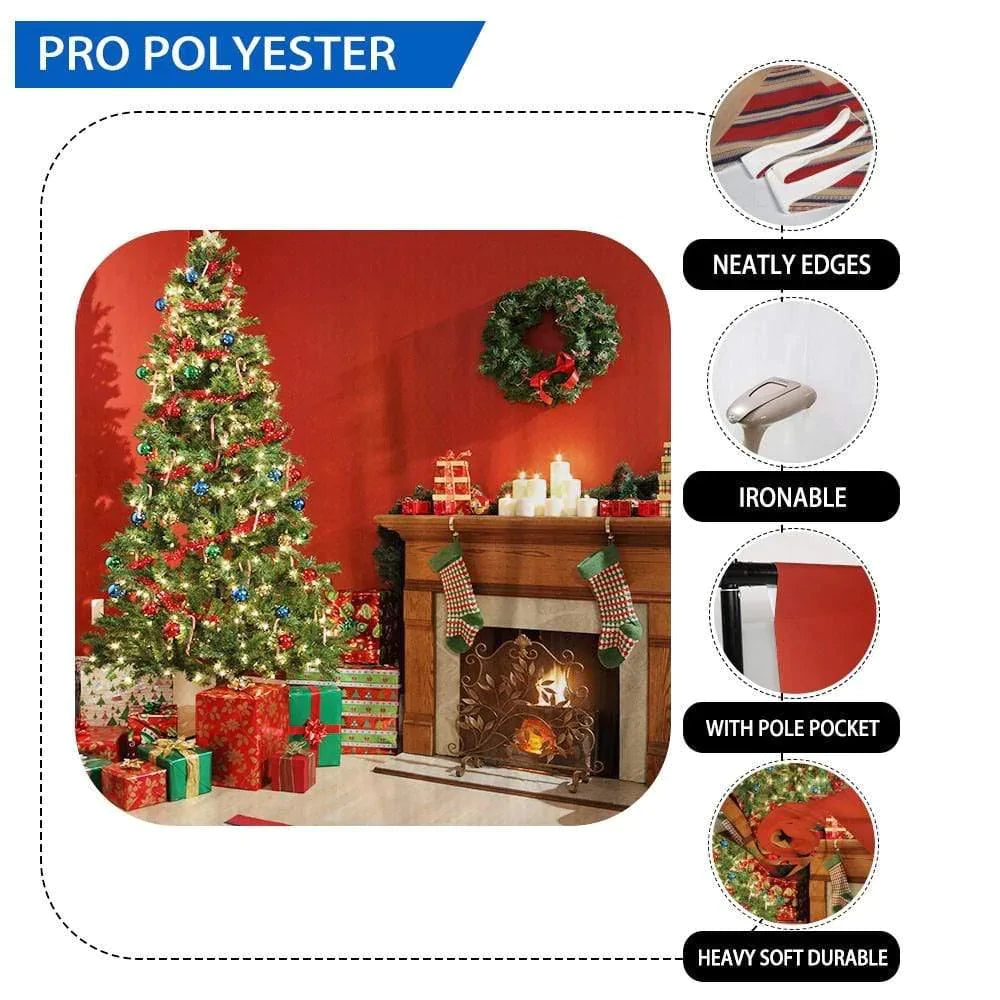 Allenjoy Red  Christmas Tree Fireplace Gifts on Floor Famliy Photography Backdrop - Allenjoystudio