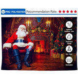 Allenjoy Red Santa Claus Sit on the Sofa Christmas Fireplace Backdrop - Allenjoystudio