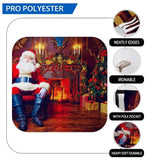 Allenjoy Red Santa Claus Sit on the Sofa Christmas Fireplace Backdrop - Allenjoystudio