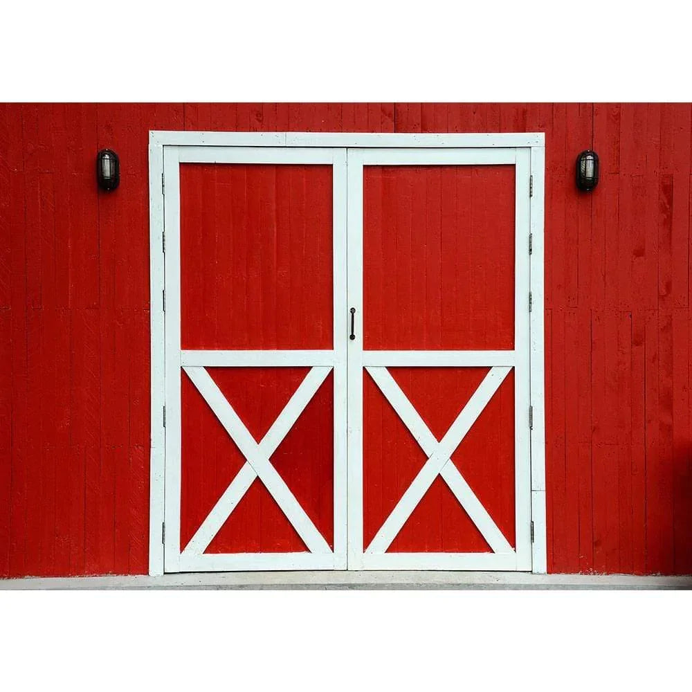Allenjoy Red Barn Door Farm Thanksgiving Harvest Backdrop - Allenjoystudio