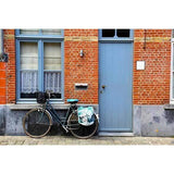 Allenjoy Red Brick House Door Window Old Bicycle Village Photographic Background for Photo - Allenjoystudio