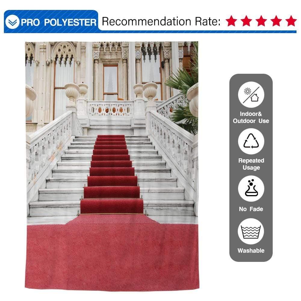 Allenjoy Red Carpet Backdrop for Photographic Studio Marble Handrail Castle Background - Allenjoystudio