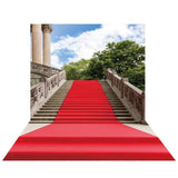 Allenjoy Red Carpet Backgrounds for Photo Blue Sky White Cloud Gorgeous Stairway Backdrop - Allenjoystudio