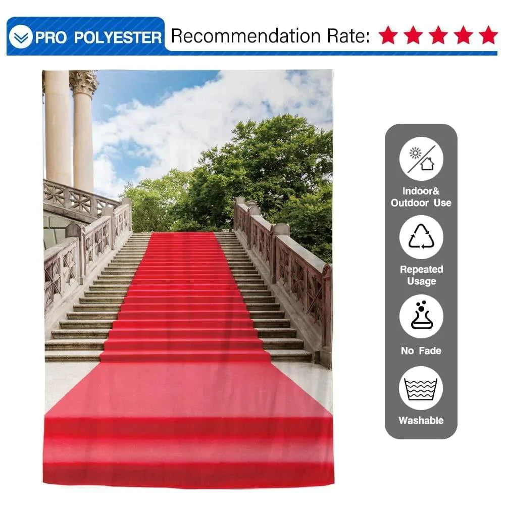 Allenjoy Red Carpet Backgrounds for Photo Blue Sky White Cloud Gorgeous Stairway Backdrop - Allenjoystudio