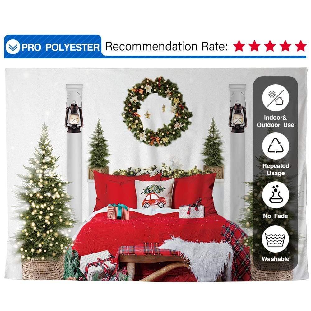 Allenjoy Red Christmas Headboard Bed Backdrop for Family Potrait - Allenjoystudio