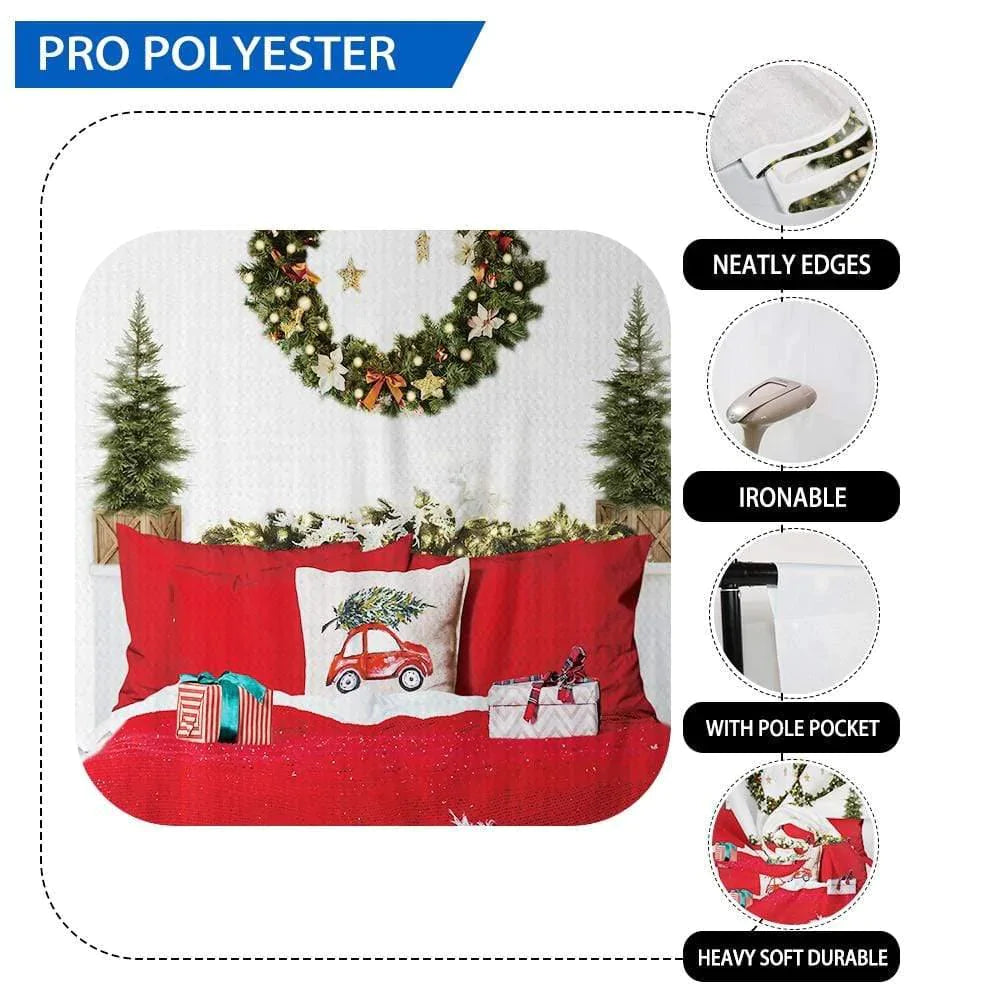 Allenjoy Red Christmas Headboard Bed Backdrop for Family Potrait - Allenjoystudio