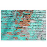 Allenjoy Retro Cracked Teal Bkue Brick Wall Backdrop