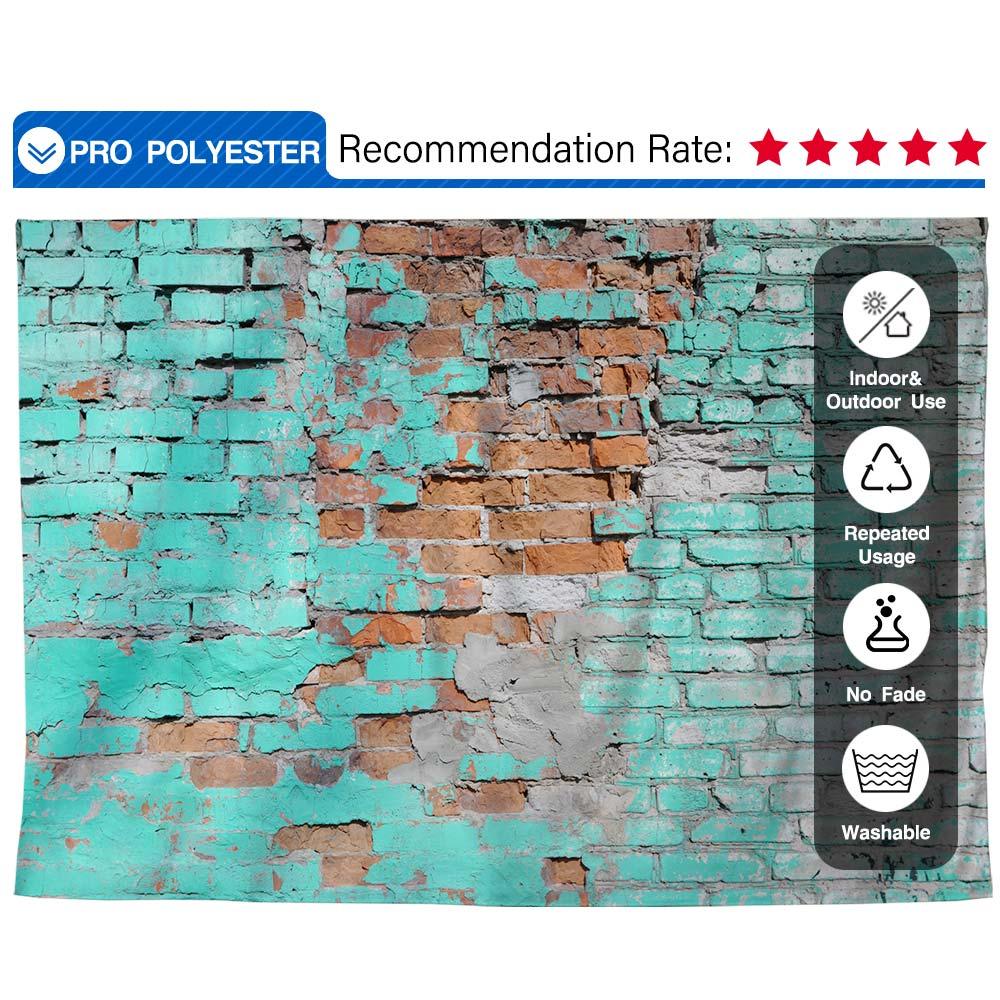 Allenjoy Retro Cracked Teal Bkue Brick Wall Backdrop - Allenjoystudio