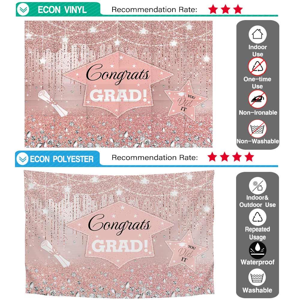 Allenjoy Rose Gold Congrats Grad  Pink Prom Party Backdrop - Allenjoystudio
