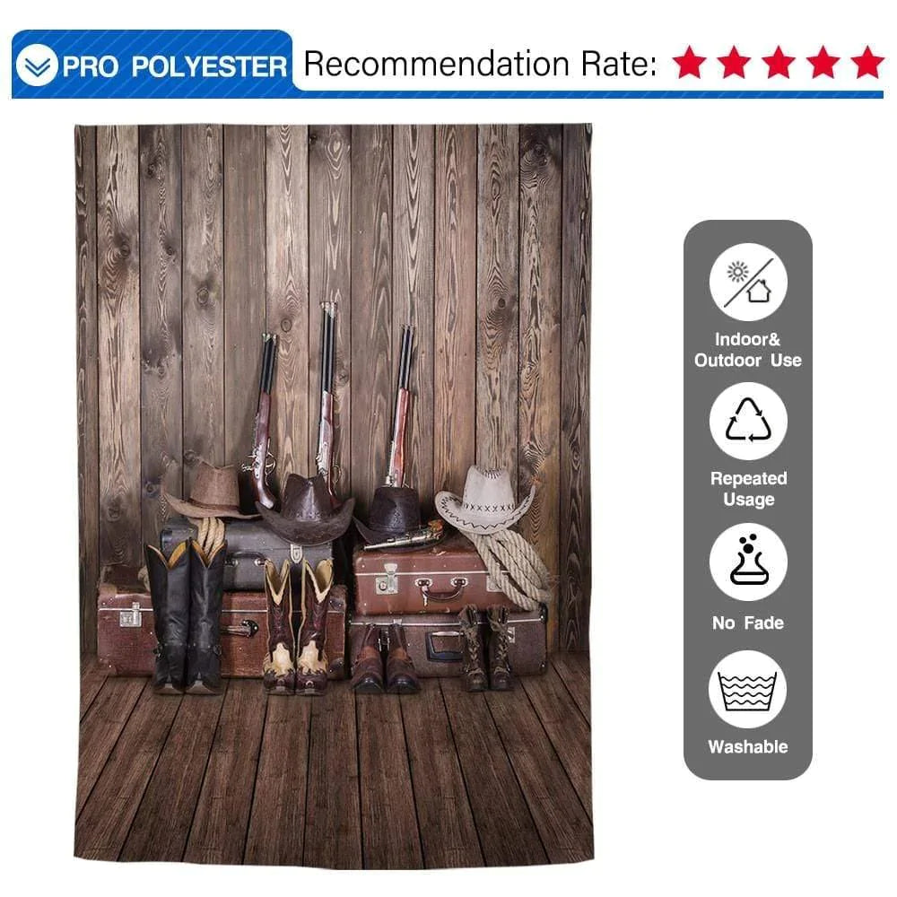 Allenjoy Western Cowboy Leather Boots Trunk Backdrop - Allenjoystudio
