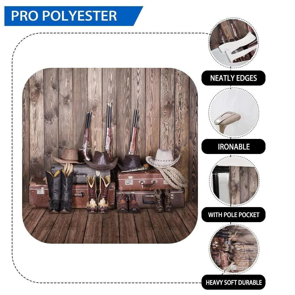 Allenjoy Western Cowboy Leather Boots Trunk Backdrop - Allenjoystudio