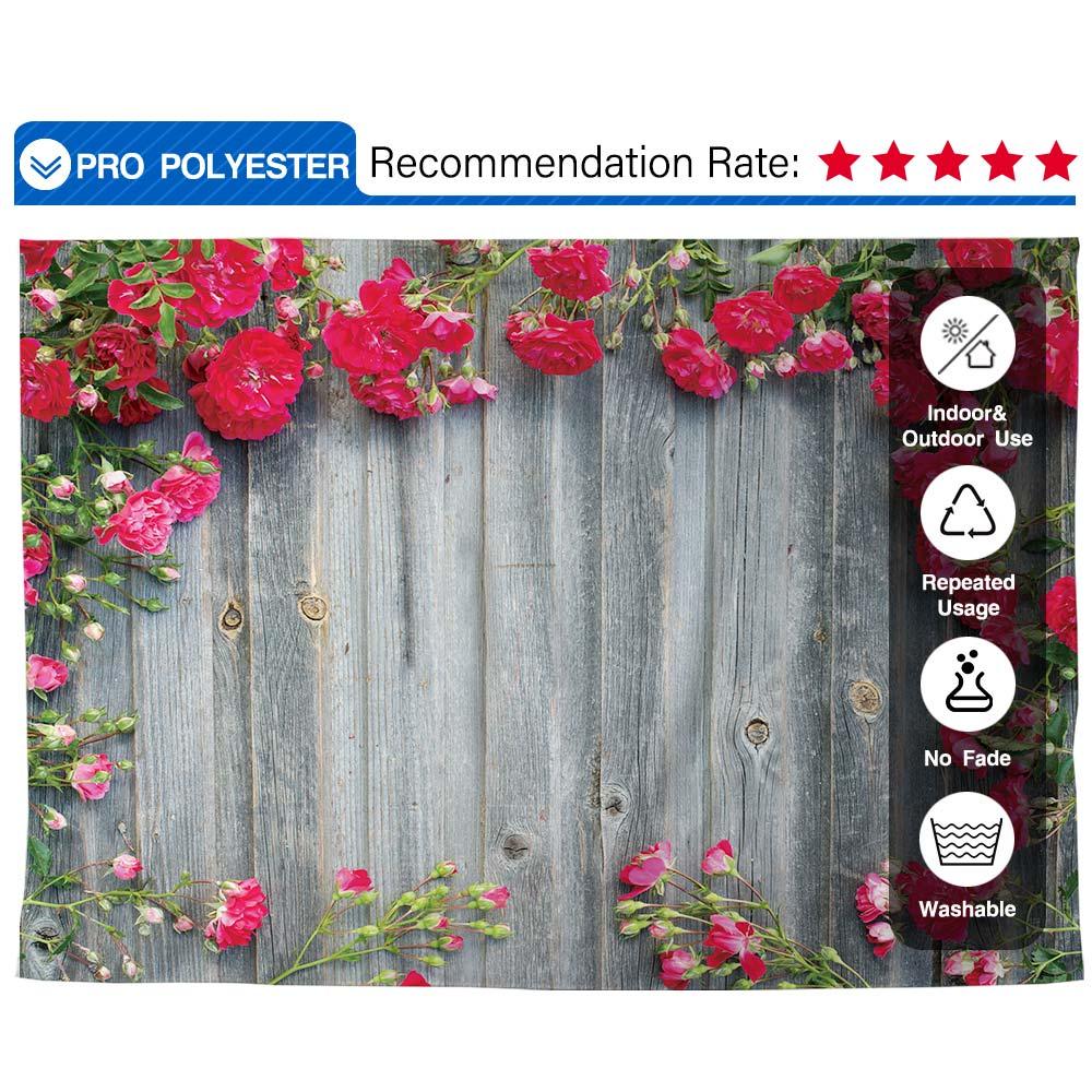 Allenjoy Gray Wooden Red Rose Spring Backdrop - Allenjoystudio