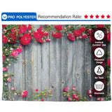 Allenjoy Gray Wooden Red Rose Spring Backdrop - Allenjoystudio