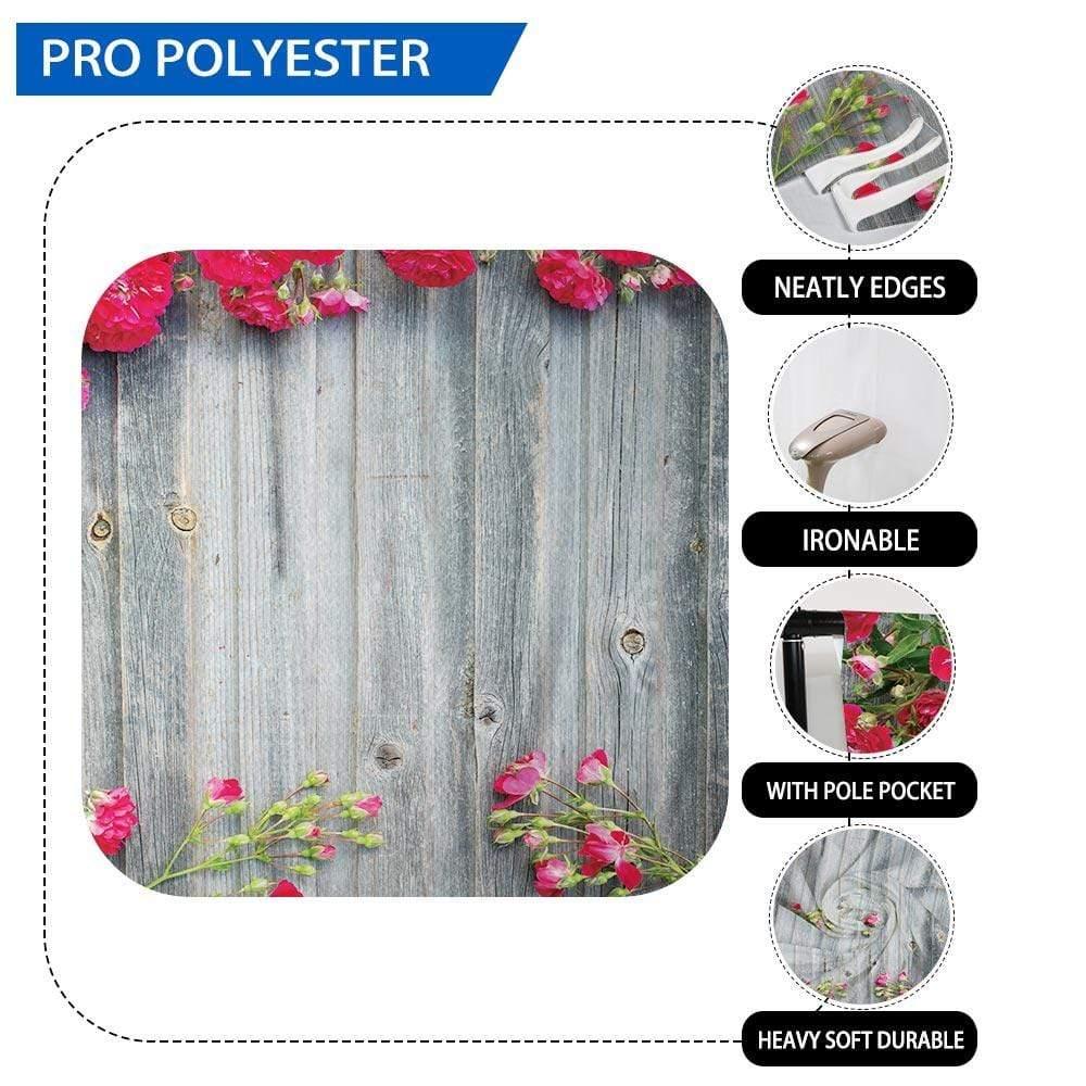Allenjoy Gray Wooden Red Rose Spring Backdrop - Allenjoystudio