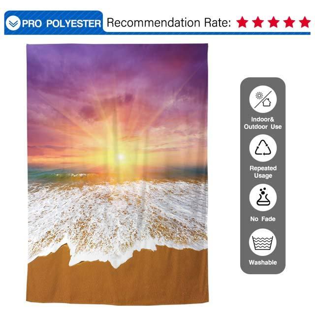 Allenjoy Sandy Beach Hawaii Purple Sky Sunset Backdrop - Allenjoystudio