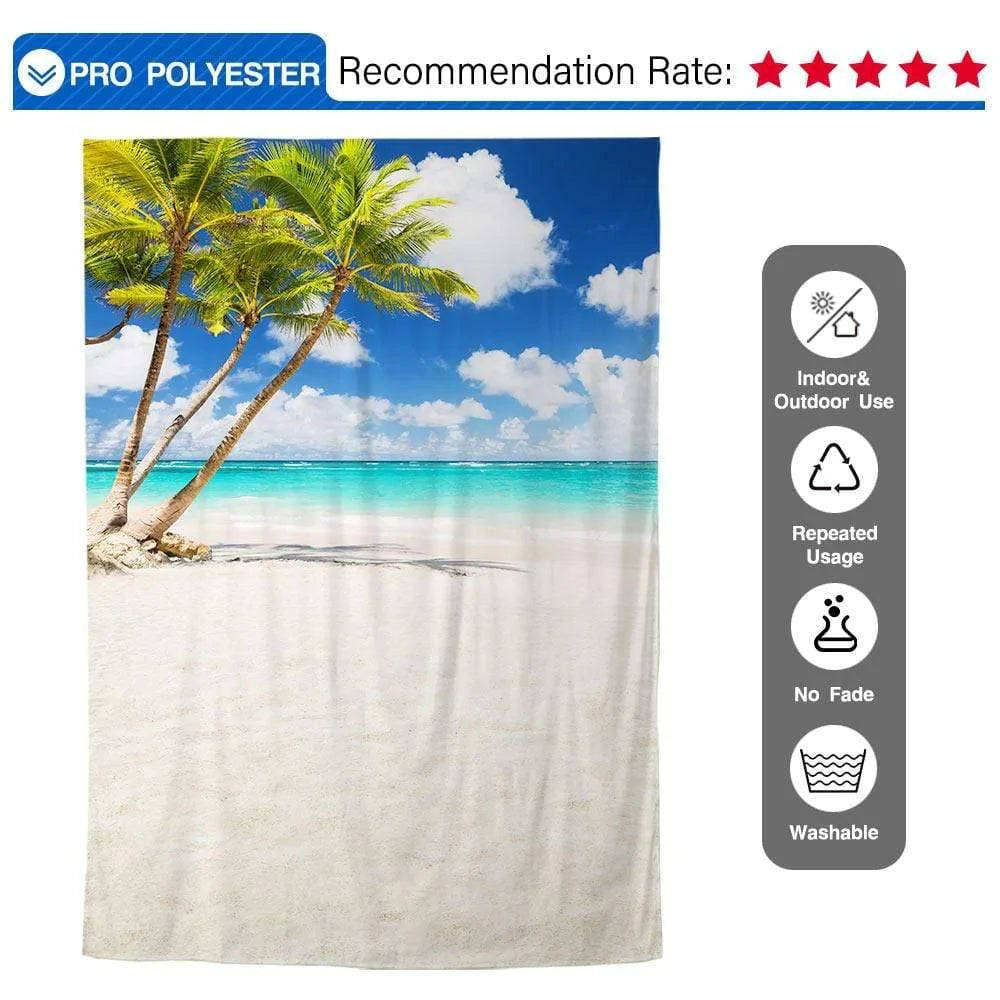 Allenjoy Coconut Tree Sky Cloud Sandy Beach Backdrop - Allenjoystudio