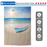 Allenjoy Beach Sunshine Blue Sky Pink and Blue Boat Backdrop - Allenjoystudio