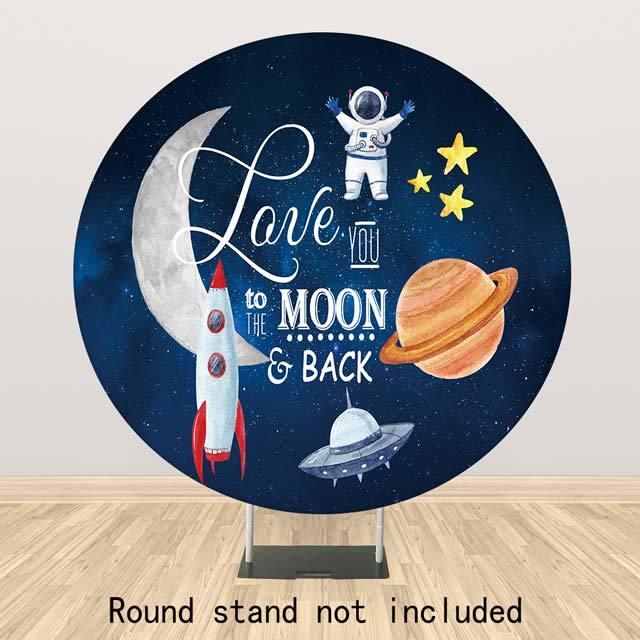 Allenjoy Space Astronaut Galaxy Moon Round Backdrop - Allenjoystudio