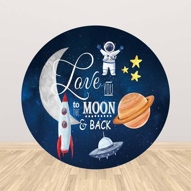 Allenjoy Space Astronaut Galaxy Moon Round Backdrop - Allenjoystudio