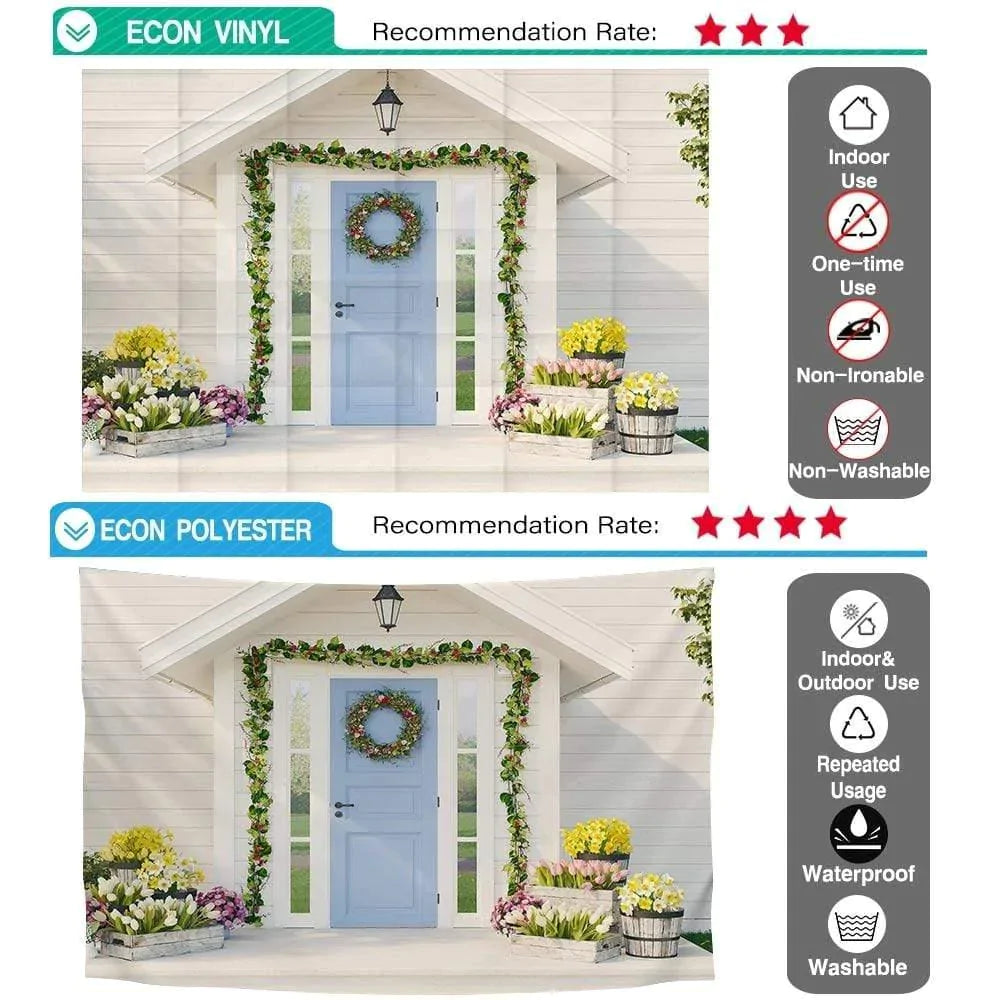 Allenjoy Spring White Wooden House Tulip Flowerpot Backdrop - Allenjoystudio