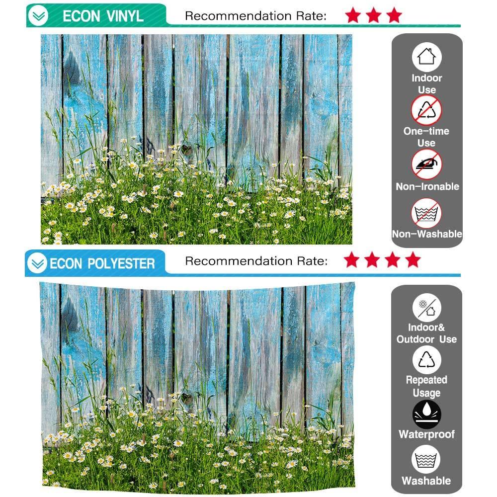 Allenjoy Blue Wooden Wall White Wildflower Bush Spring Backdrop - Allenjoystudio