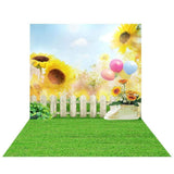 Allenjoy Spring Sunflower Fence Balloon Painted Background