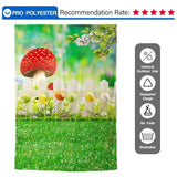 Allenjoy Easter Backdrop Mushroom Grass Fence for Baby Shower - Allenjoystudio