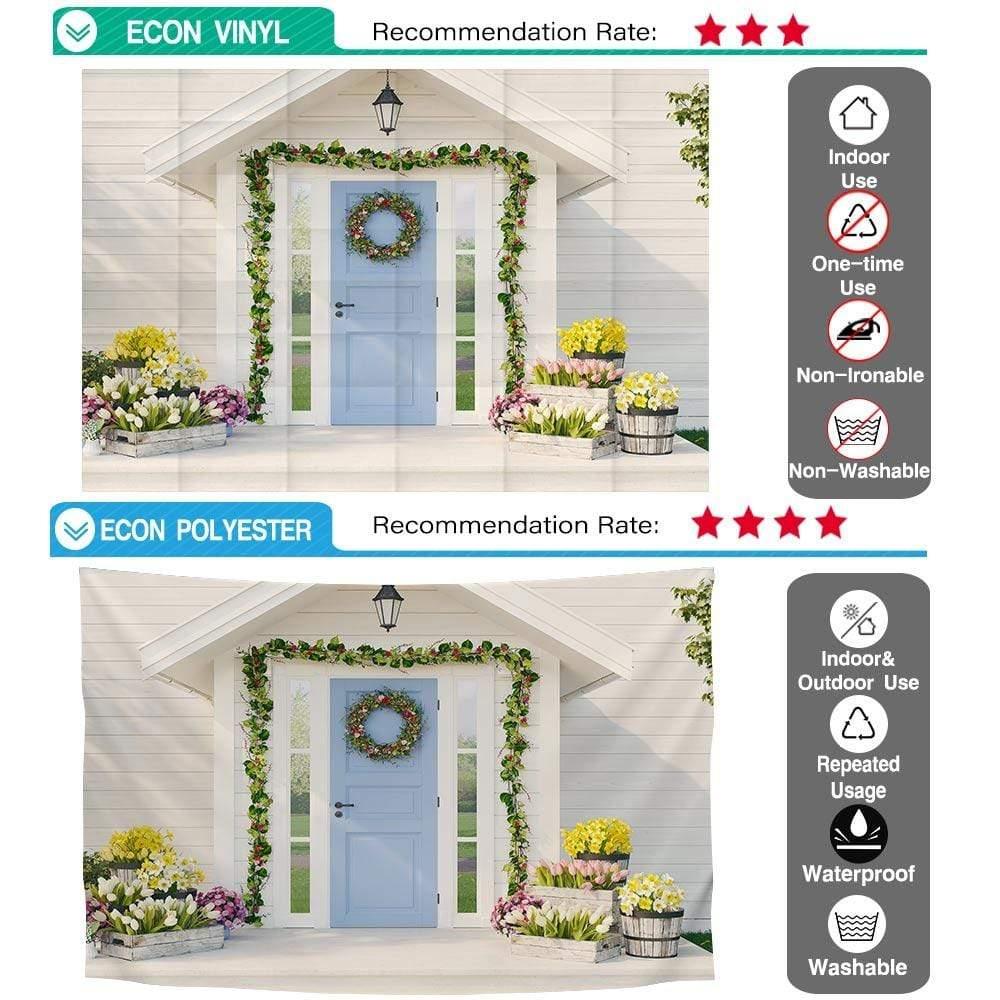 Allenjoy Spring White Wooden House Tulip Flowerpot Backdrop - Allenjoystudio