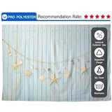 Allenjoy Starfish and the Shells Light Blue Wood Backdrop - Allenjoystudio
