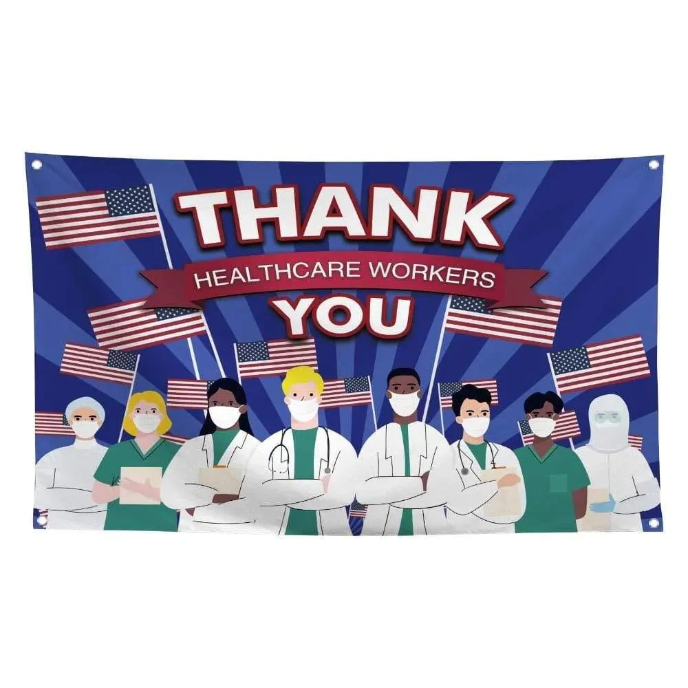 Allenjoy Stripes Backdrop Doc Nurse American Flag Thank You Healthcare Workers Banner - Allenjoystudio