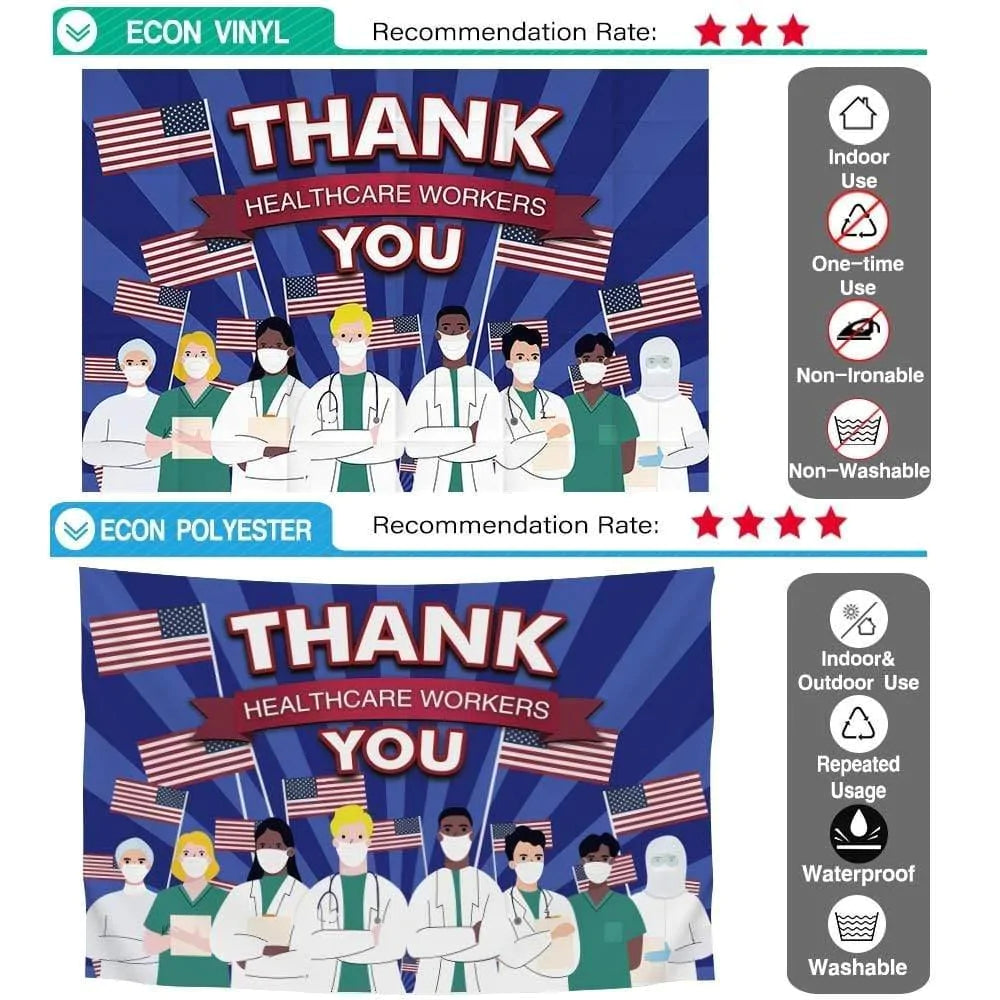 Allenjoy Stripes Backdrop Doc Nurse American Flag Thank You Healthcare Workers Banner - Allenjoystudio