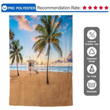 Allenjoy Summer Sandy Beach Coconut Trees Sky Nightfall Backdrop - Allenjoystudio