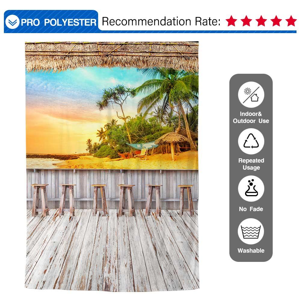 Allenjoy Summer Beach Sunset Coconut Tree Hawaiian Backdrop - Allenjoystudio