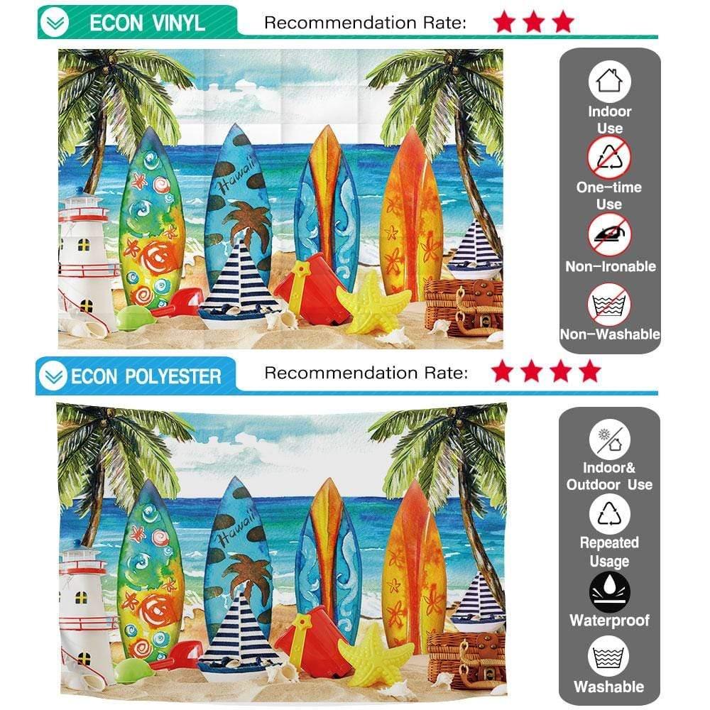 Allenjoy Surfboard Coconut Tree  Painting Backdrop for Children - Allenjoystudio