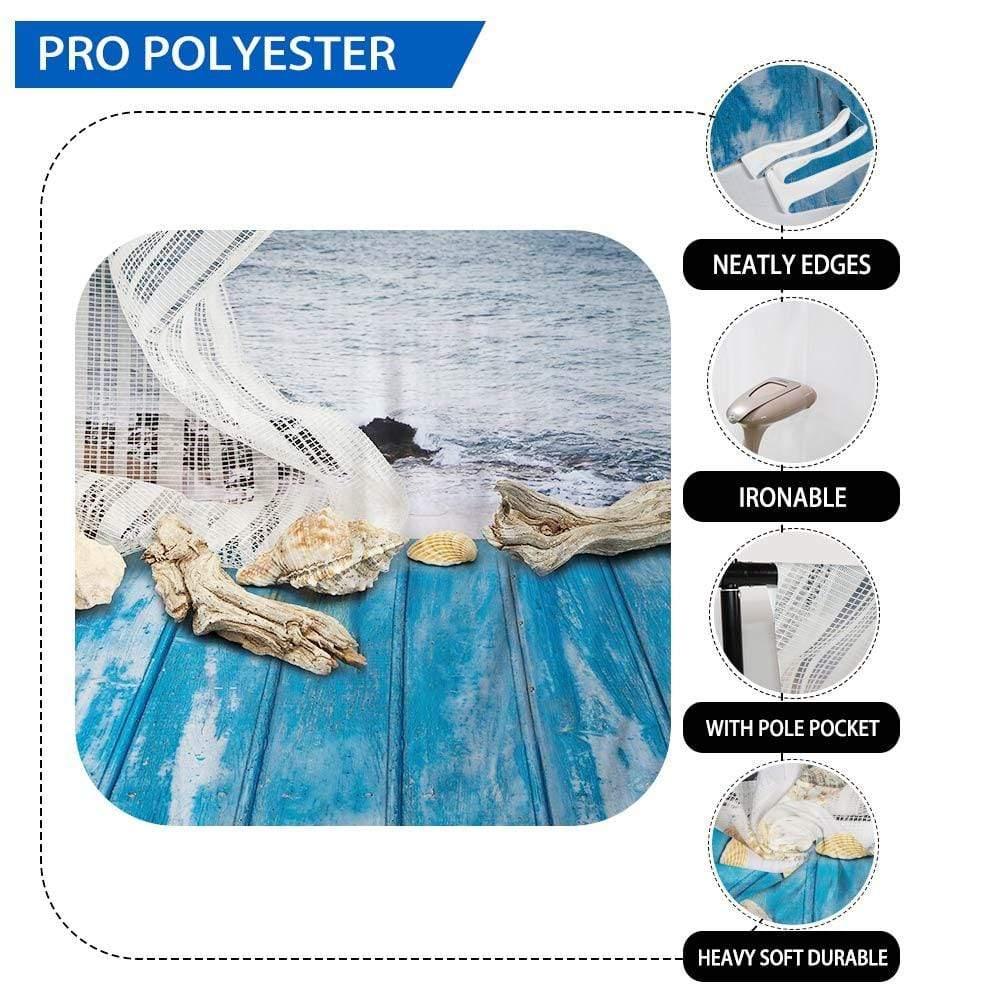 Allenjoy Summer Backdrop Sea Shells Blue Wood Floor Backdrop - Allenjoystudio
