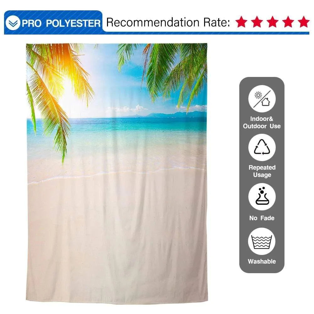 Allenjoy Tropical Coconut Tree Sunshine Blue Sky Beach Backdrop - Allenjoystudio