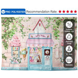 Allenjoy Summer Ice Cream Backdrop Pink Brick Wall Flower for Girls Birthday Party - Allenjoystudio