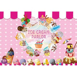Allenjoy Custom Name Pink Ice Cream Backdrop for Party - Allenjoystudio