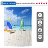 Allenjoy Summer Sea Beach Sailboat Blue Sky Backdrop - Allenjoystudio