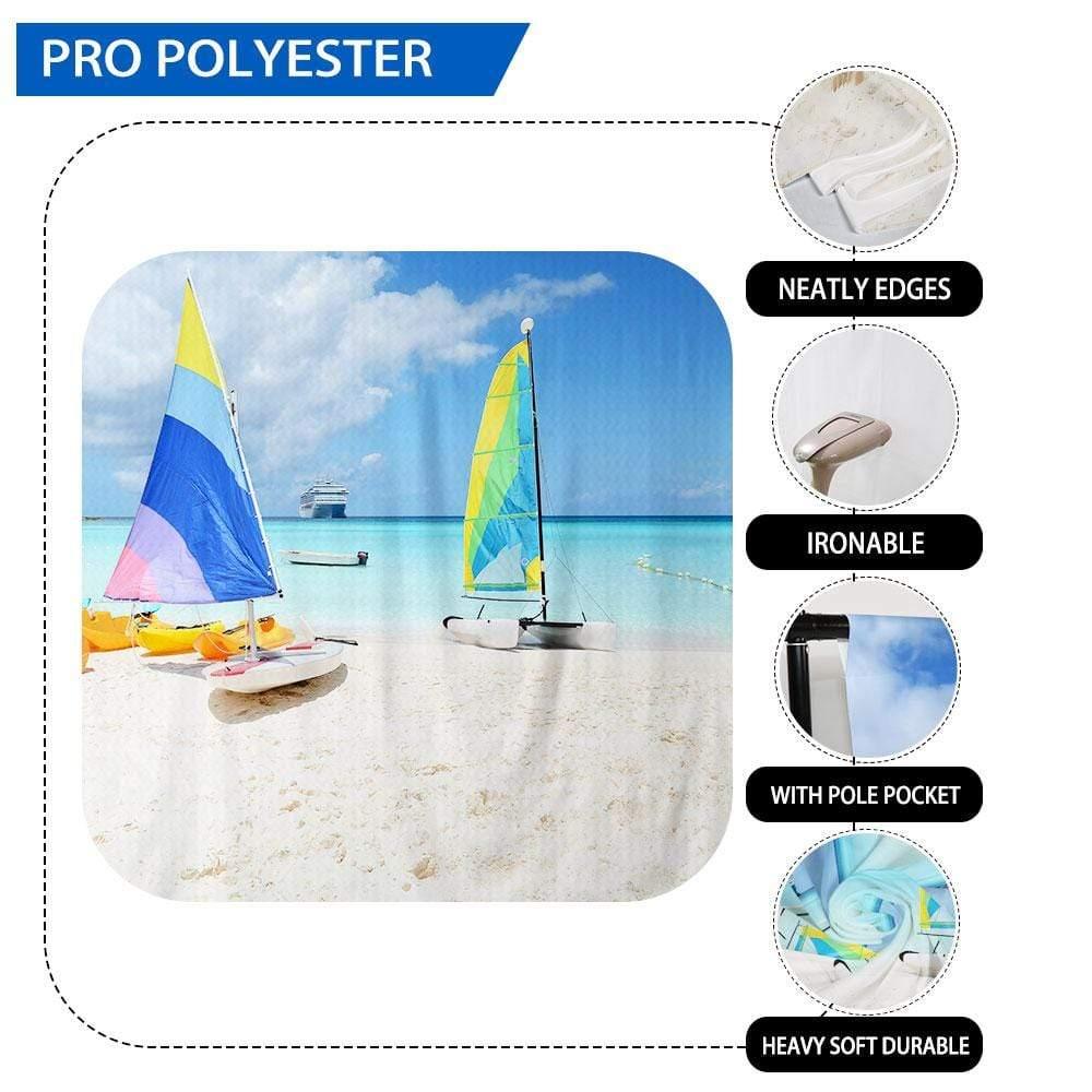 Allenjoy Summer Sea Beach Sailboat Blue Sky Backdrop - Allenjoystudio