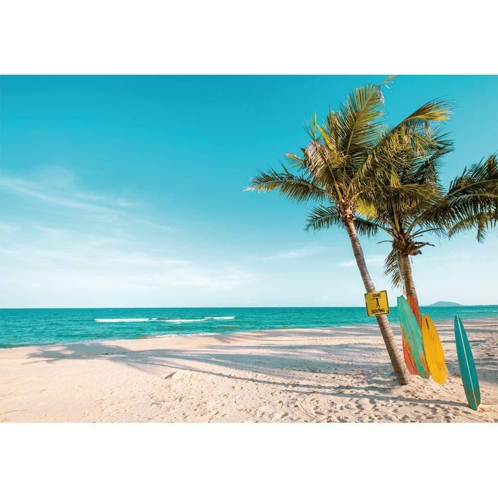 Allenjoy Summer Sandy Beach Tropical Tree Surf Board Backdrop - Allenjoystudio