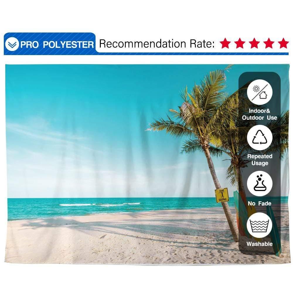 Allenjoy Summer Sandy Beach Tropical Tree Surf Board Backdrop - Allenjoystudio