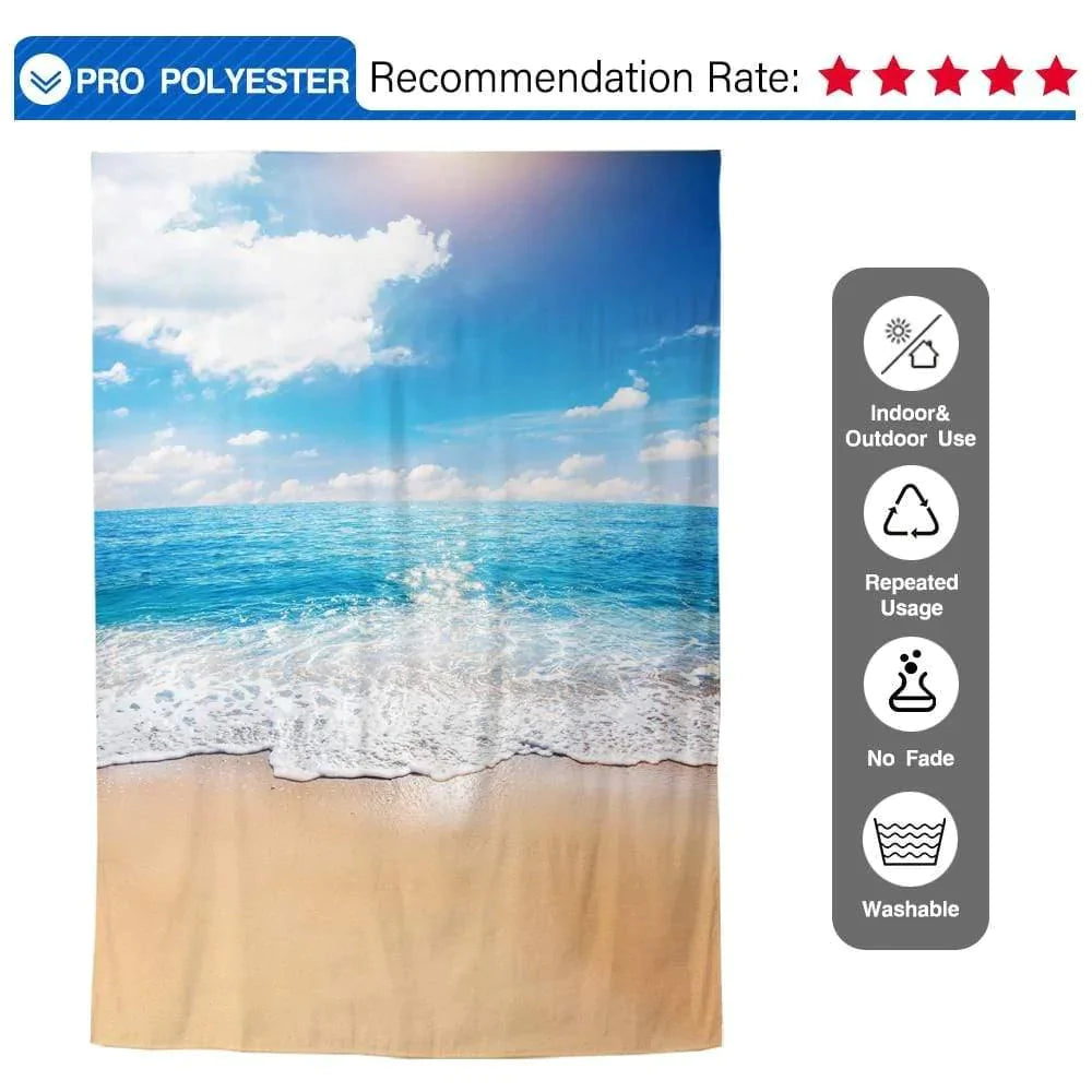 Allenjoy Summer Sandy Beach Ocean Waves Blue Sky Hawaii Backdrop - Allenjoystudio