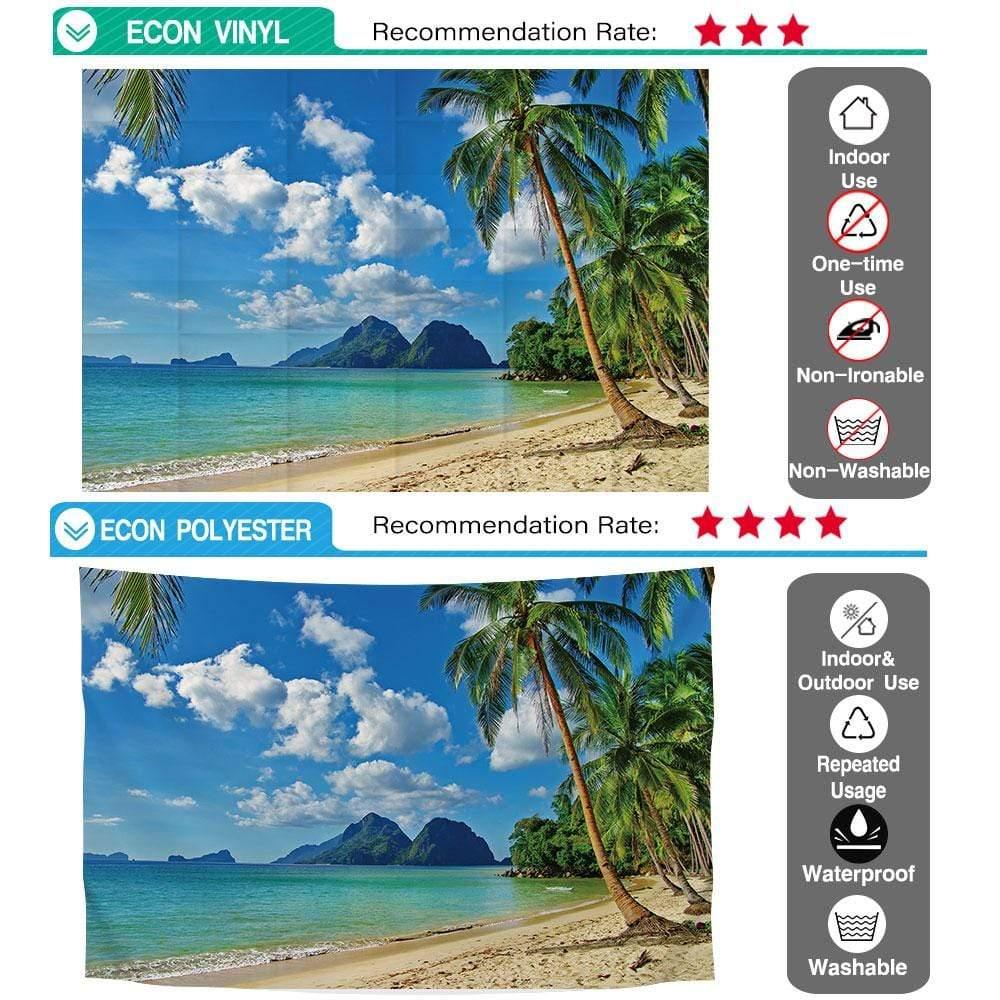 Allenjoy Summer Tropical Seaside Island Palm Trees Blue Sky Backdrop - Allenjoystudio