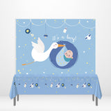 Allenjoy Swan Blue Baby shower Party Banner Tablecloth for Boys
