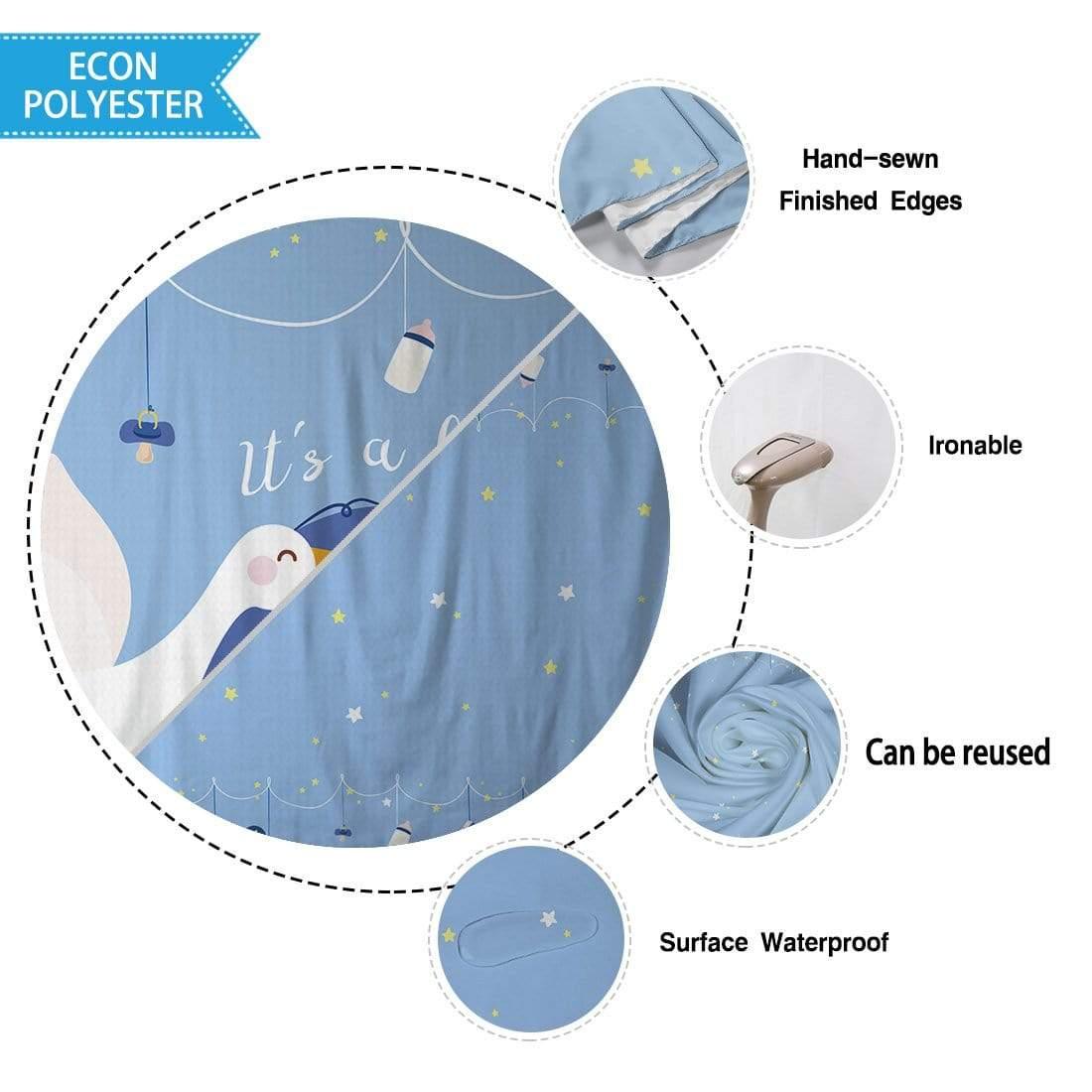 Allenjoy Swan Blue Baby shower Party Banner Tablecloth for Boys - Allenjoystudio