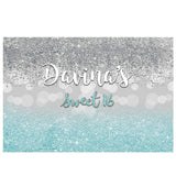 Allenjoy Sweet 16 Silver Blue Glitter Party Custom Backdrop