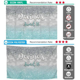 Allenjoy Sweet 16 Silver Blue Glitter Party Custom Backdrop - Allenjoystudio